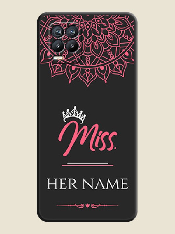 Custom Mrs Name with Floral Design on Space Black Personalized Soft Matte Phone Covers - Realme 8 - alternate view