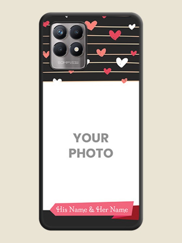 Custom Love Pattern with Name on Pink Ribbon  on Photo on Space Black Soft Matte Back Cover - Realme 8i - alternate view