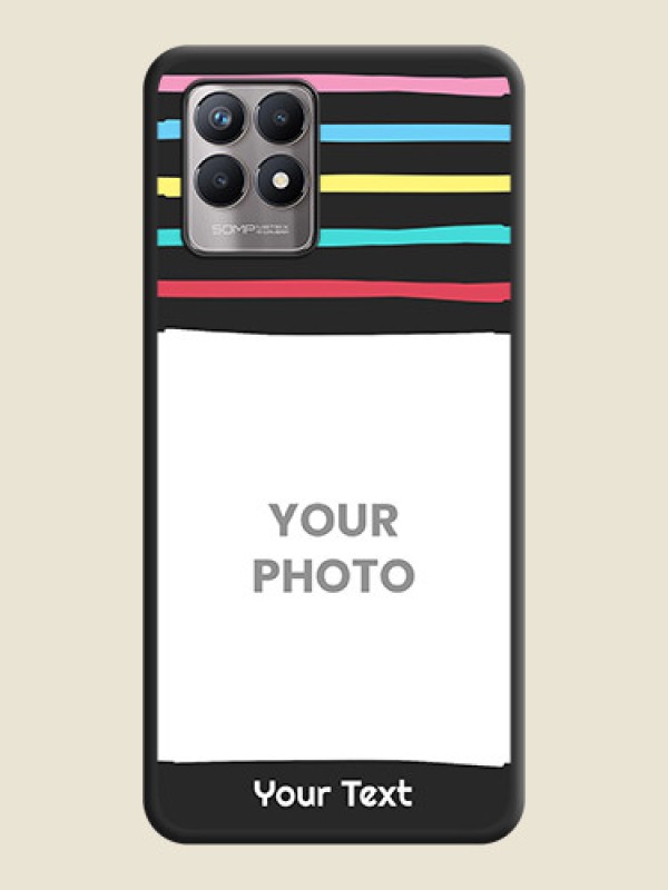 Custom Multicolor Lines with Image on Space Black Personalized Soft Matte Phone Covers - Realme 8i - alternate view