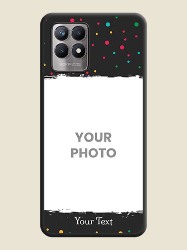 Custom Multicolor Dotted Pattern with Text on Space Black Custom Soft Matte Phone Back Cover - Realme 8i - alternate view