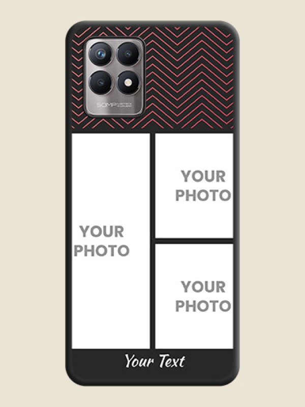 Custom Wave Pattern with 3 Image Holder on Space Black Custom Soft Matte Back Cover - Realme 8i - alternate view