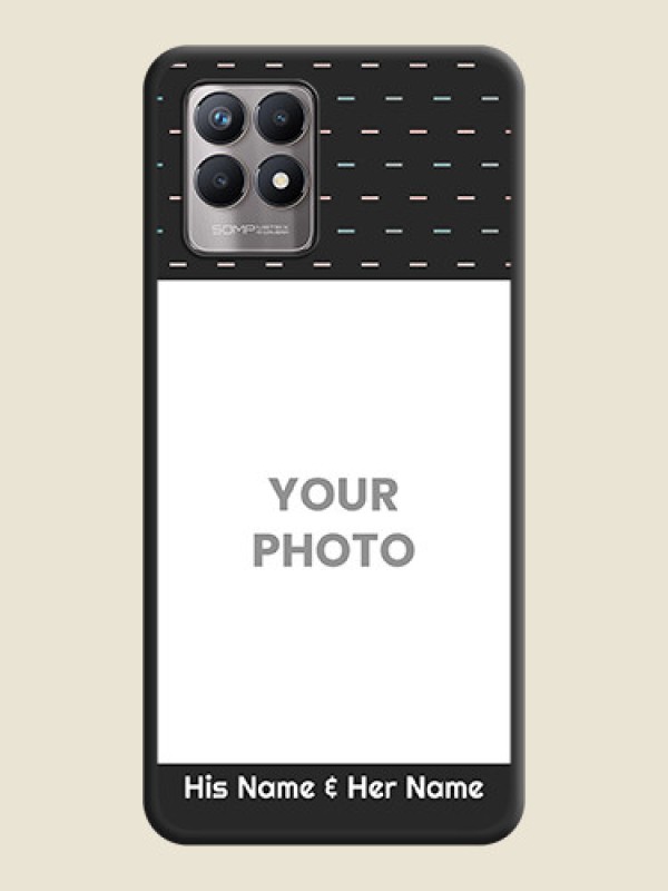 Custom Line Pattern Design with Text on Space Black Custom Soft Matte Phone Back Cover - Realme 8i - alternate view