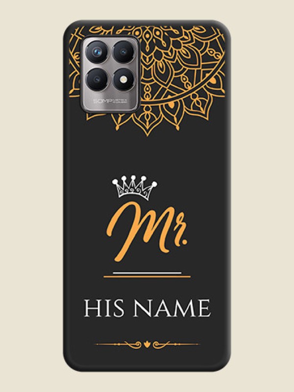 Custom Mr Name with Floral Design  on Personalised Space Black Soft Matte Cases - Realme 8i - alternate view