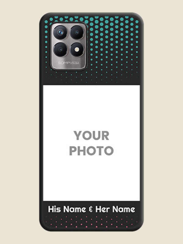 Custom Faded Dots with Grunge Photo Frame and Text on Space Black Custom Soft Matte Phone Cases - Realme 8i - alternate view