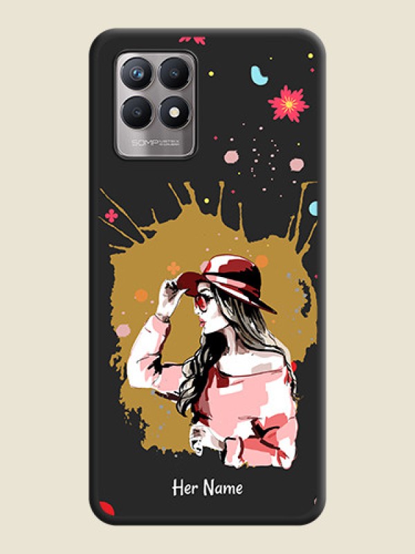 Custom Mordern Lady With Color Splash Background With Custom Text On Space Black Personalized Soft Matte Phone Covers -Realme 8I - alternate view