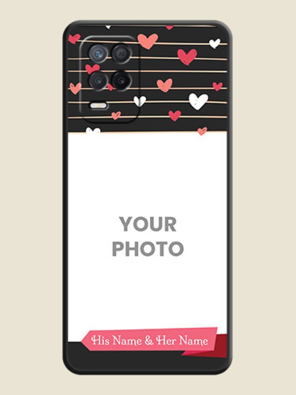 Custom Love Pattern with Name on Pink Ribbon  on Photo on Space Black Soft Matte Back Cover - Realme 8s 5G - alternate view