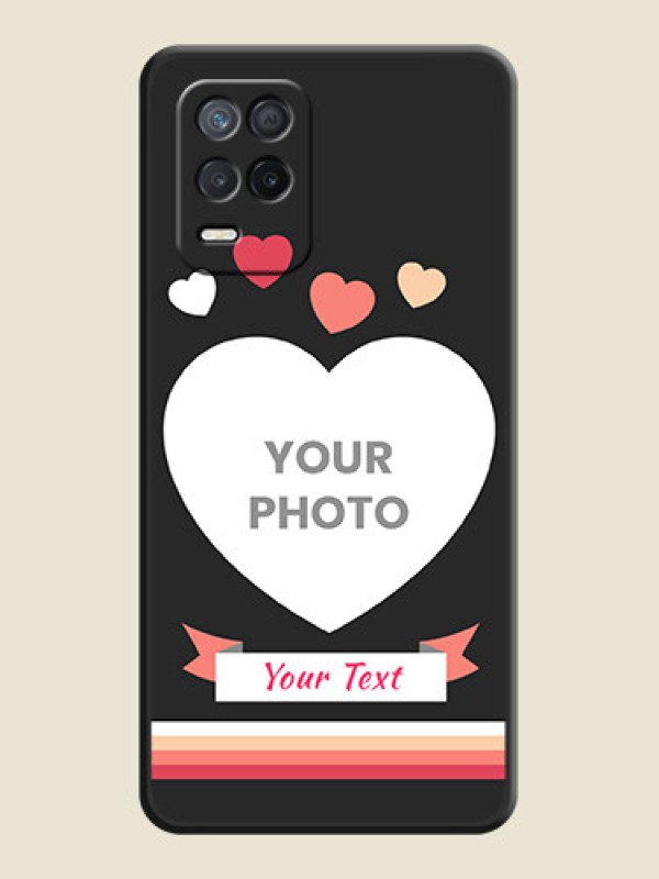 Custom Love Shaped Photo with Colorful Stripes on Personalised Space Black Soft Matte Cases - Realme 8s 5G - alternate view