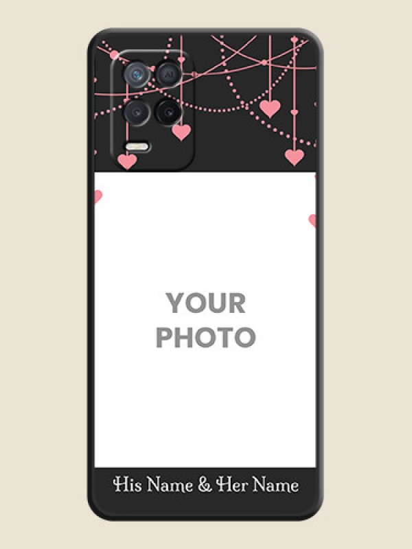 Custom Pink Love Hangings with Text on Space Black Custom Soft Matte Back Cover - Realme 8s 5G - alternate view