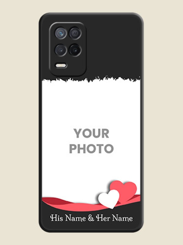 Custom Pin Color Love Shaped Ribbon Design with Text on Space Black Custom Soft Matte Phone Back Cover - Realme 8s 5G - alternate view