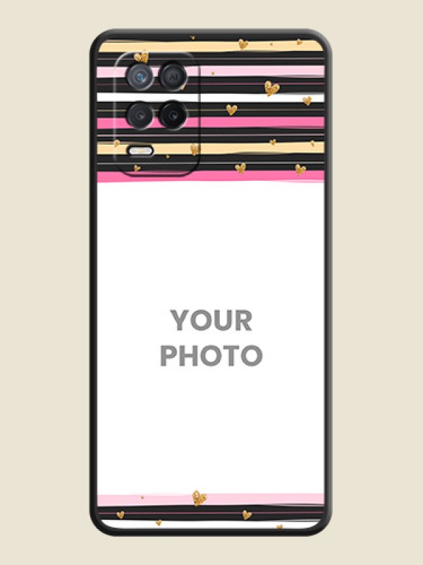 Custom Multicolor Lines and Golden Love Symbols Design on Photo on Space Black Soft Matte Mobile Cover - Realme 8s 5G - alternate view