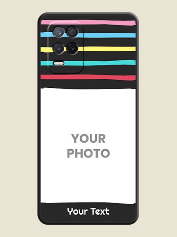 Custom Multicolor Lines with Image on Space Black Personalized Soft Matte Phone Covers - Realme 8s 5G - alternate view