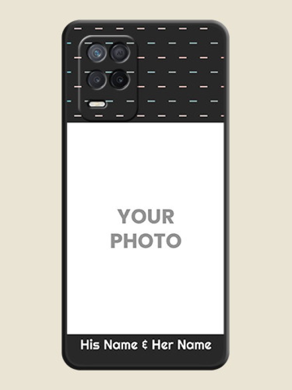 Custom Line Pattern Design with Text on Space Black Custom Soft Matte Phone Back Cover - Realme 8s 5G - alternate view