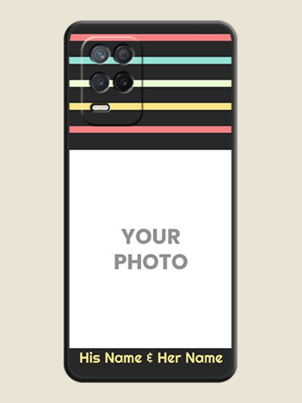 Custom Color Stripes with Photo and Text on Photo on Space Black Soft Matte Mobile Case - Realme 8s 5G - alternate view