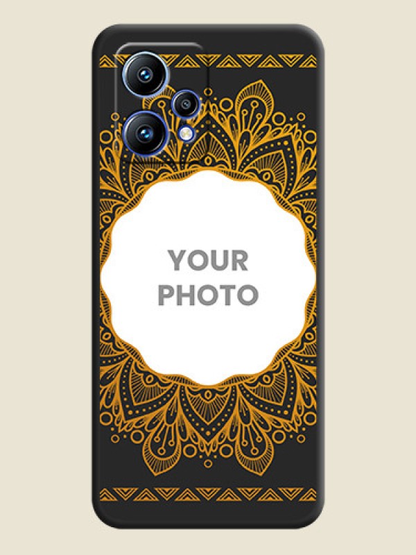 Custom Round Image with Floral Design on Photo on Space Black Soft Matte Mobile Cover - Realme 9 4G - alternate view