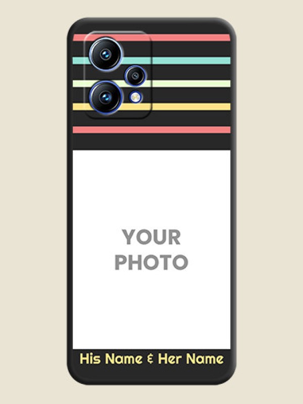 Custom Color Stripes with Photo and Text on Photo on Space Black Soft Matte Mobile Case - Realme 9 4G - alternate view