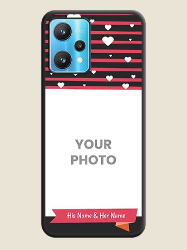 Custom White Color Love Symbols with Pink Lines Pattern on Space Black Custom Soft Matte Phone Cases - Realme 9 Pro 5G - alternate view