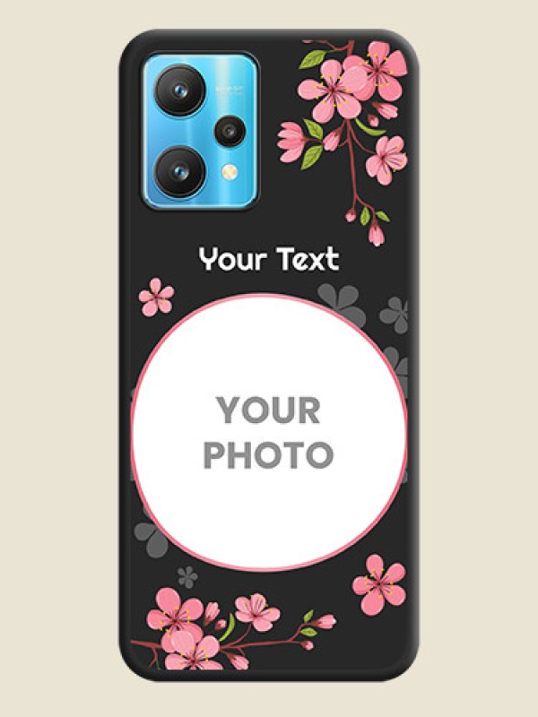 Custom Round Image with Pink Color Floral Design on Photo on Space Black Soft Matte Back Cover - Realme 9 Pro 5G - alternate view