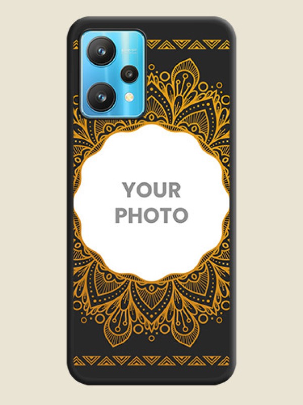 Custom Round Image with Floral Design on Photo on Space Black Soft Matte Mobile Cover - Realme 9 Pro 5G - alternate view