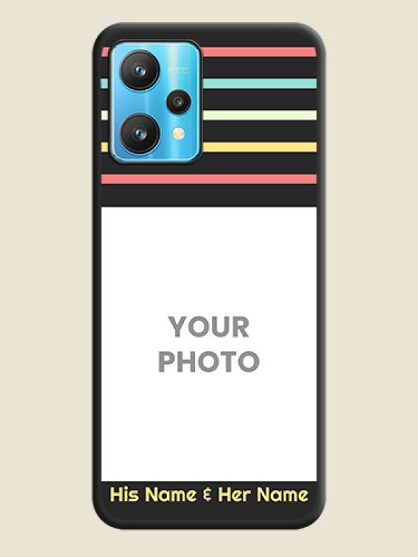Custom Color Stripes with Photo and Text on Photo on Space Black Soft Matte Mobile Case - Realme 9 Pro 5G - alternate view
