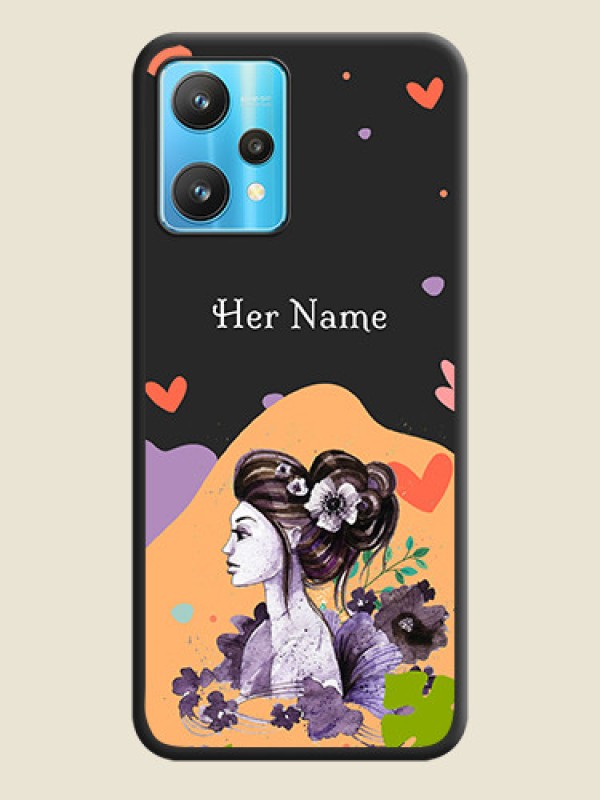 Custom Namecase For Her With Fancy Lady Image On Space Black Personalized Soft Matte Phone Covers -Realme 9 Pro 5G - alternate view