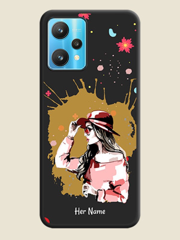 Custom Mordern Lady With Color Splash Background With Custom Text On Space Black Personalized Soft Matte Phone Covers -Realme 9 Pro 5G - alternate view