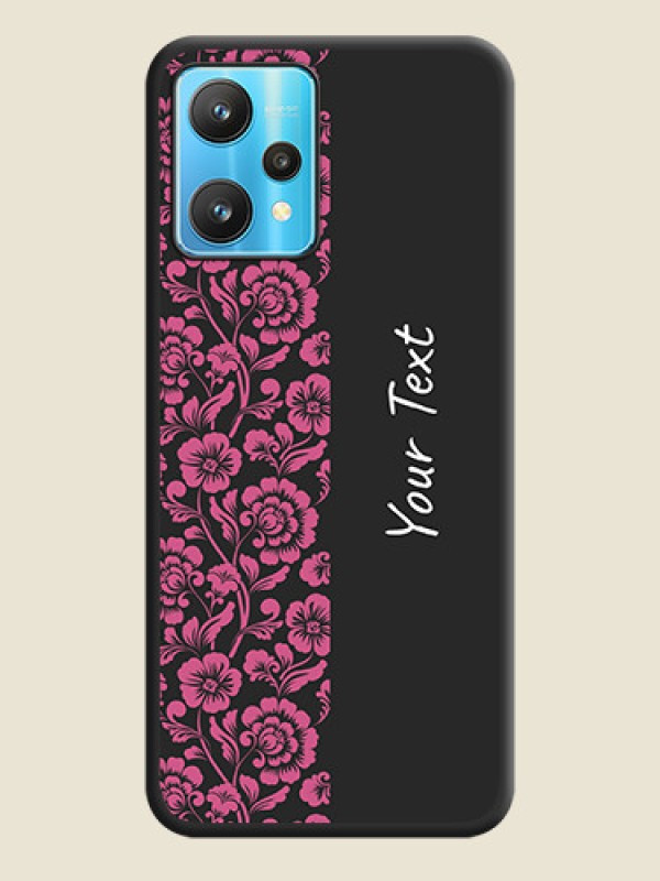 Custom Pink Floral Pattern Design With Custom Text On Space Black Personalized Soft Matte Phone Covers -Realme 9 Pro 5G - alternate view