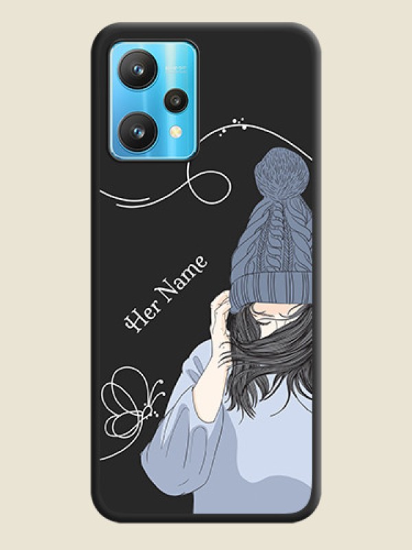 Custom Girl With Blue Winter Outfiit Custom Text Design On Space Black Personalized Soft Matte Phone Covers -Realme 9 Pro 5G - alternate view