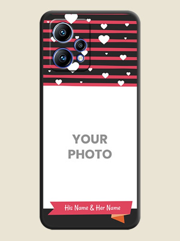 Custom White Color Love Symbols with Pink Lines Pattern on Space Black Custom Soft Matte Phone Cases - Realme 9 Pro Plus 5G - alternate view