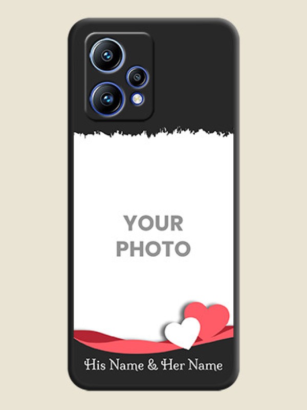 Custom Pin Color Love Shaped Ribbon Design with Text on Space Black Custom Soft Matte Phone Back Cover - Realme 9 Pro Plus 5G - alternate view