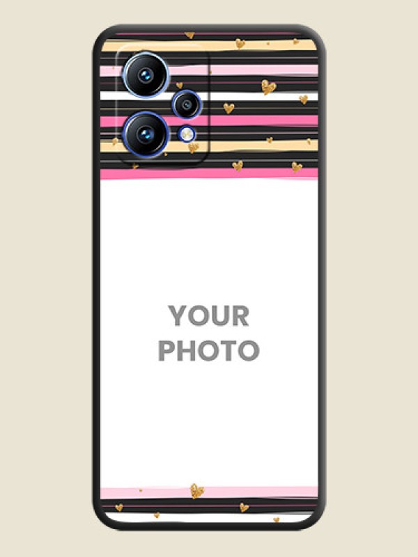 Custom Multicolor Lines and Golden Love Symbols Design on Photo on Space Black Soft Matte Mobile Cover - Realme 9 Pro Plus 5G - alternate view