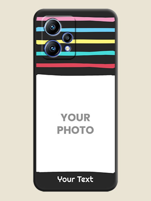 Custom Multicolor Lines with Image on Space Black Personalized Soft Matte Phone Covers - Realme 9 Pro Plus 5G - alternate view