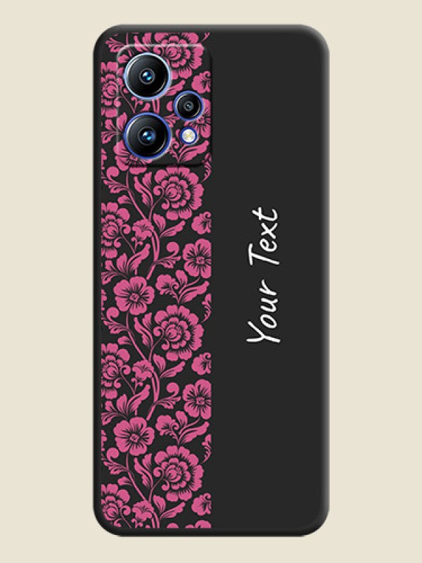 Custom Pink Floral Pattern Design With Custom Text On Space Black Personalized Soft Matte Phone Covers -Realme 9 Pro Plus 5G - alternate view