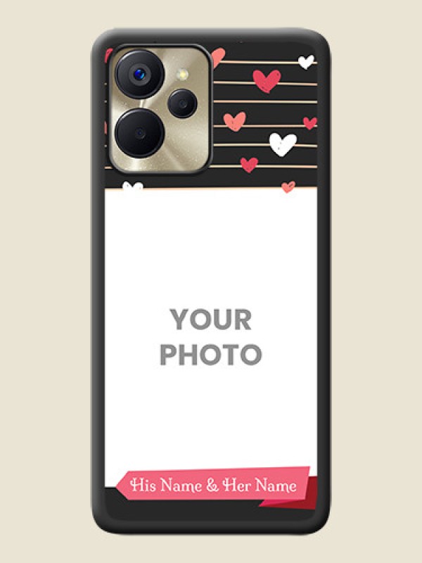 Custom Love Pattern with Name on Pink Ribbon  on Photo on Space Black Soft Matte Back Cover - Realme 9i 5G - alternate view