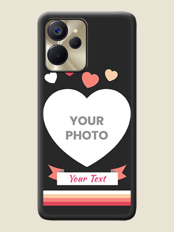 Custom Love Shaped Photo with Colorful Stripes on Personalised Space Black Soft Matte Cases - Realme 9i 5G - alternate view