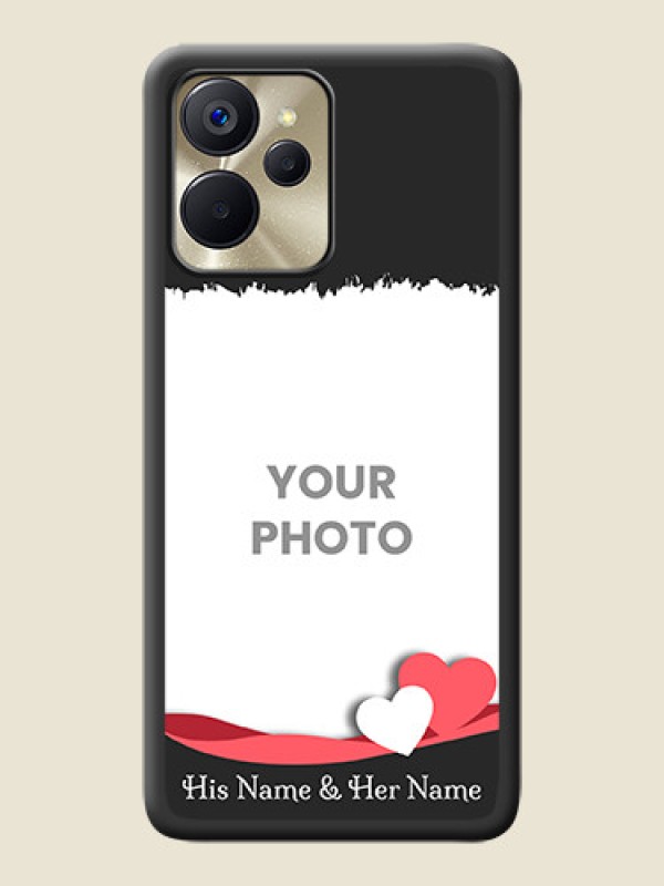 Custom Pin Color Love Shaped Ribbon Design with Text on Space Black Custom Soft Matte Phone Back Cover - Realme 9i 5G - alternate view