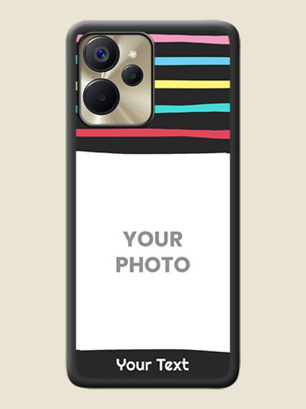 Custom Multicolor Lines with Image on Space Black Personalized Soft Matte Phone Covers - Realme 9i 5G - alternate view