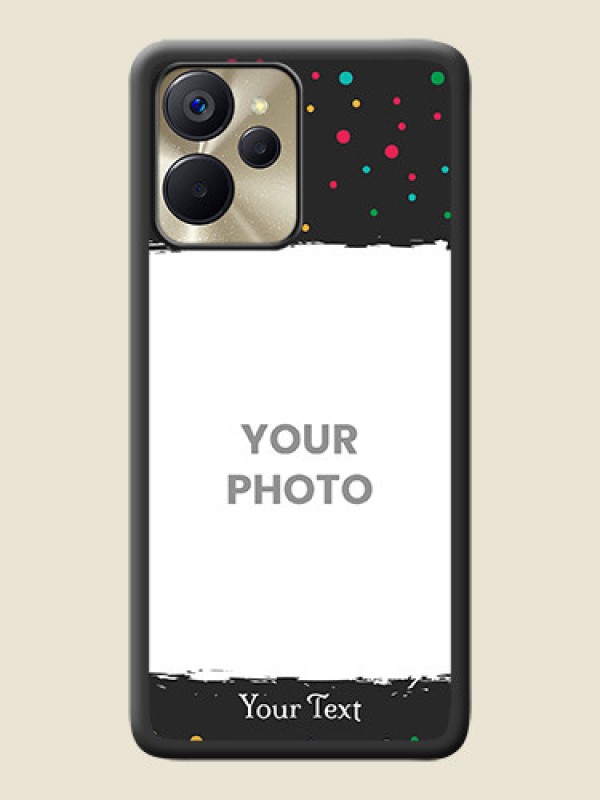 Custom Multicolor Dotted Pattern with Text on Space Black Custom Soft Matte Phone Back Cover - Realme 9i 5G - alternate view