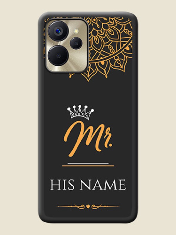 Custom Mr Name with Floral Design  on Personalised Space Black Soft Matte Cases - Realme 9i 5G - alternate view