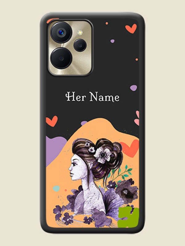 Custom Namecase For Her With Fancy Lady Image On Space Black Personalized Soft Matte Phone Covers -Realme 9I 5G - alternate view