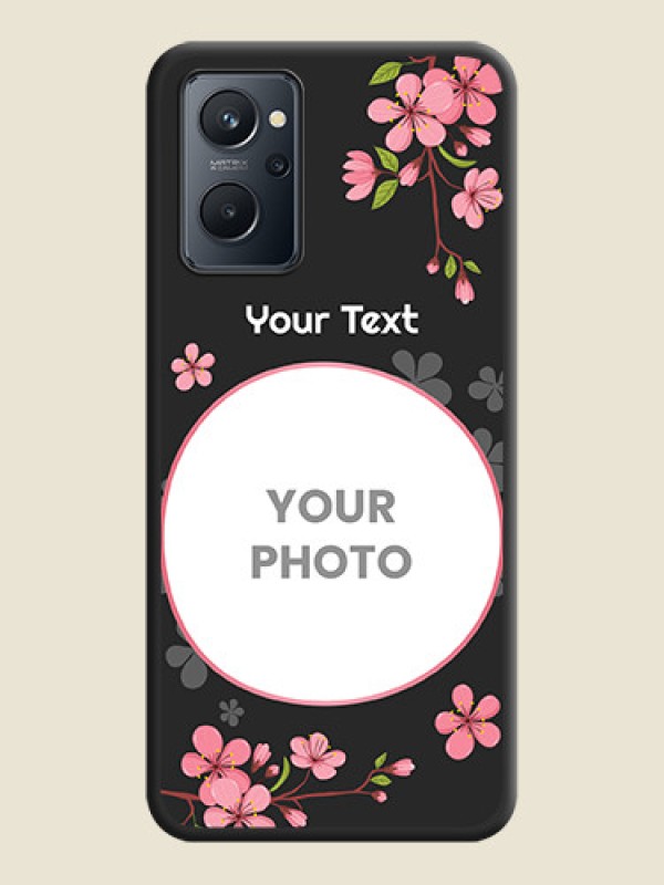 Custom Round Image with Pink Color Floral Design on Photo on Space Black Soft Matte Back Cover - Realme 9i - alternate view