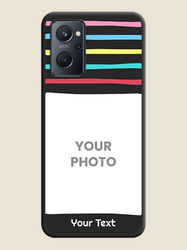 Custom Multicolor Lines with Image on Space Black Personalized Soft Matte Phone Covers - Realme 9i - alternate view
