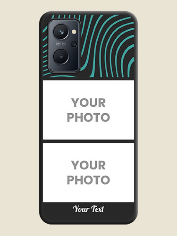 Custom Wave Pattern with 2 Image Holder on Space Black Personalized Soft Matte Phone Covers - Realme 9i - alternate view