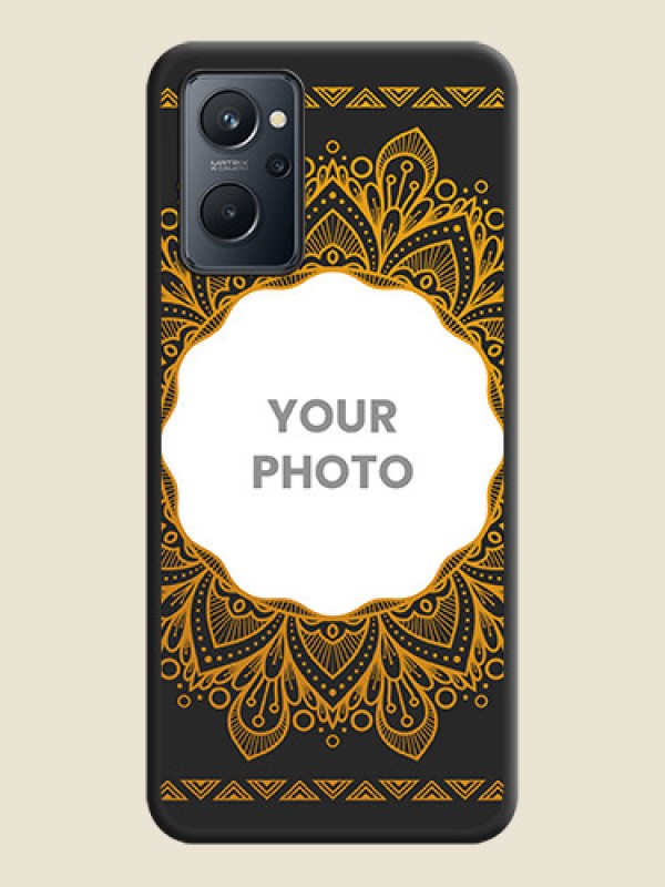 Custom Round Image with Floral Design on Photo on Space Black Soft Matte Mobile Cover - Realme 9i - alternate view