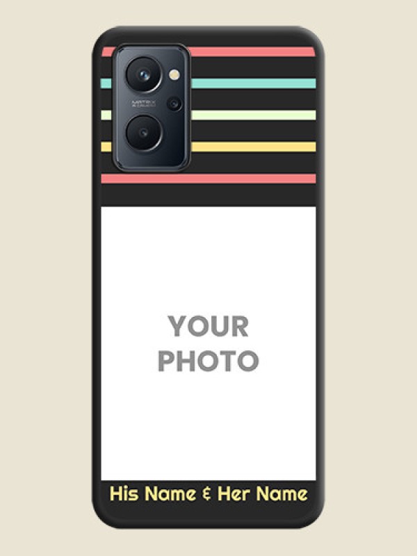 Custom Color Stripes with Photo and Text on Photo on Space Black Soft Matte Mobile Case - Realme 9i - alternate view