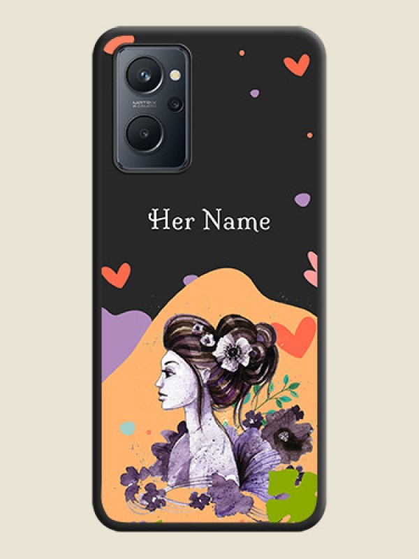 Custom Namecase For Her With Fancy Lady Image On Space Black Personalized Soft Matte Phone Covers -Realme 9I - alternate view