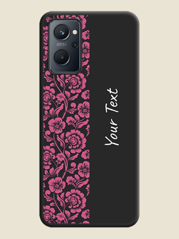 Custom Pink Floral Pattern Design With Custom Text On Space Black Personalized Soft Matte Phone Covers -Realme 9I - alternate view