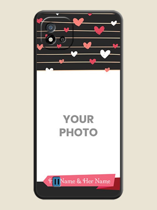 Custom Love Pattern with Name on Pink Ribbon  on Photo on Space Black Soft Matte Back Cover - Realme C11 2021 - alternate view
