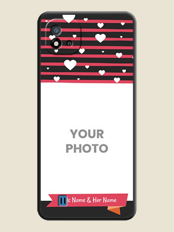 Custom White Color Love Symbols with Pink Lines Pattern on Space Black Custom Soft Matte Phone Cases - Realme C11 2021 - alternate view