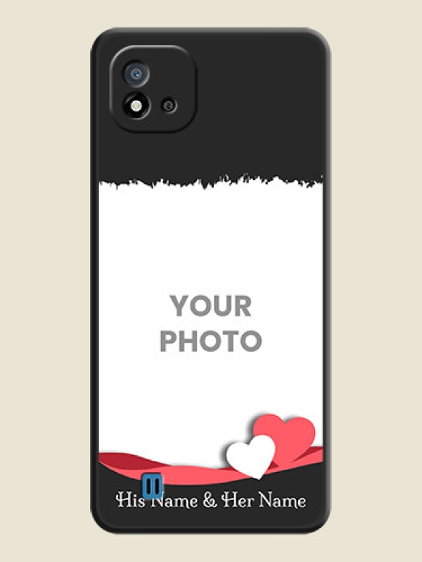 Custom Pin Color Love Shaped Ribbon Design with Text on Space Black Custom Soft Matte Phone Back Cover - Realme C11 2021 - alternate view