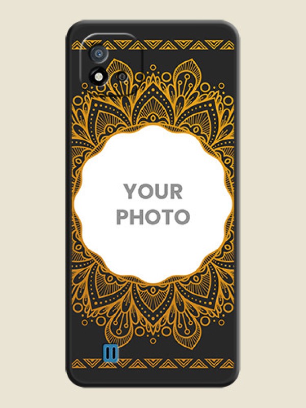 Custom Round Image with Floral Design on Photo on Space Black Soft Matte Mobile Cover - Realme C11 2021 - alternate view